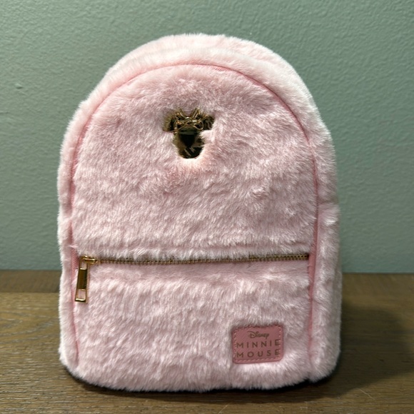 Disney Handbags - New Disney Minnie Mouse Fuzzy Light Pink Mini Backpack